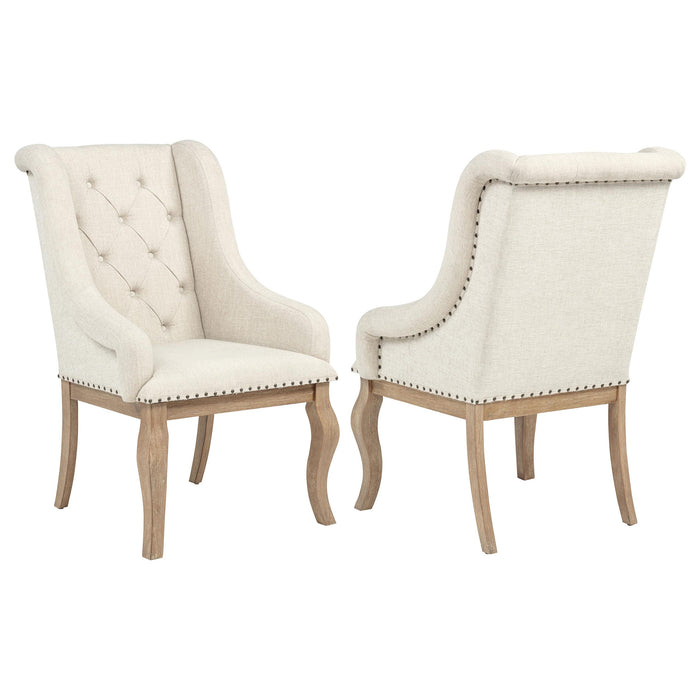 Brockway Tufted Arm Chairs Cream and Barley Brown (Set of 2)