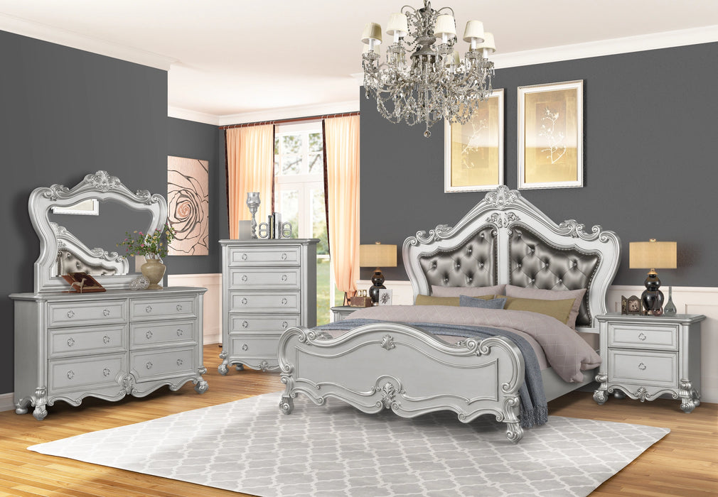 Adriana Transitional Style Dresser in Silver finish Wood