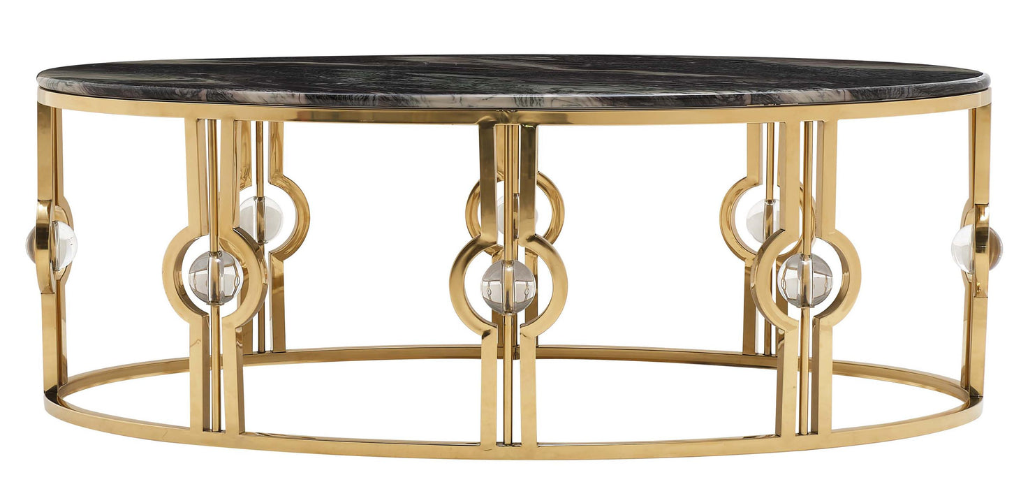Anika Modern Style Marble Coffee Table with Metal Base