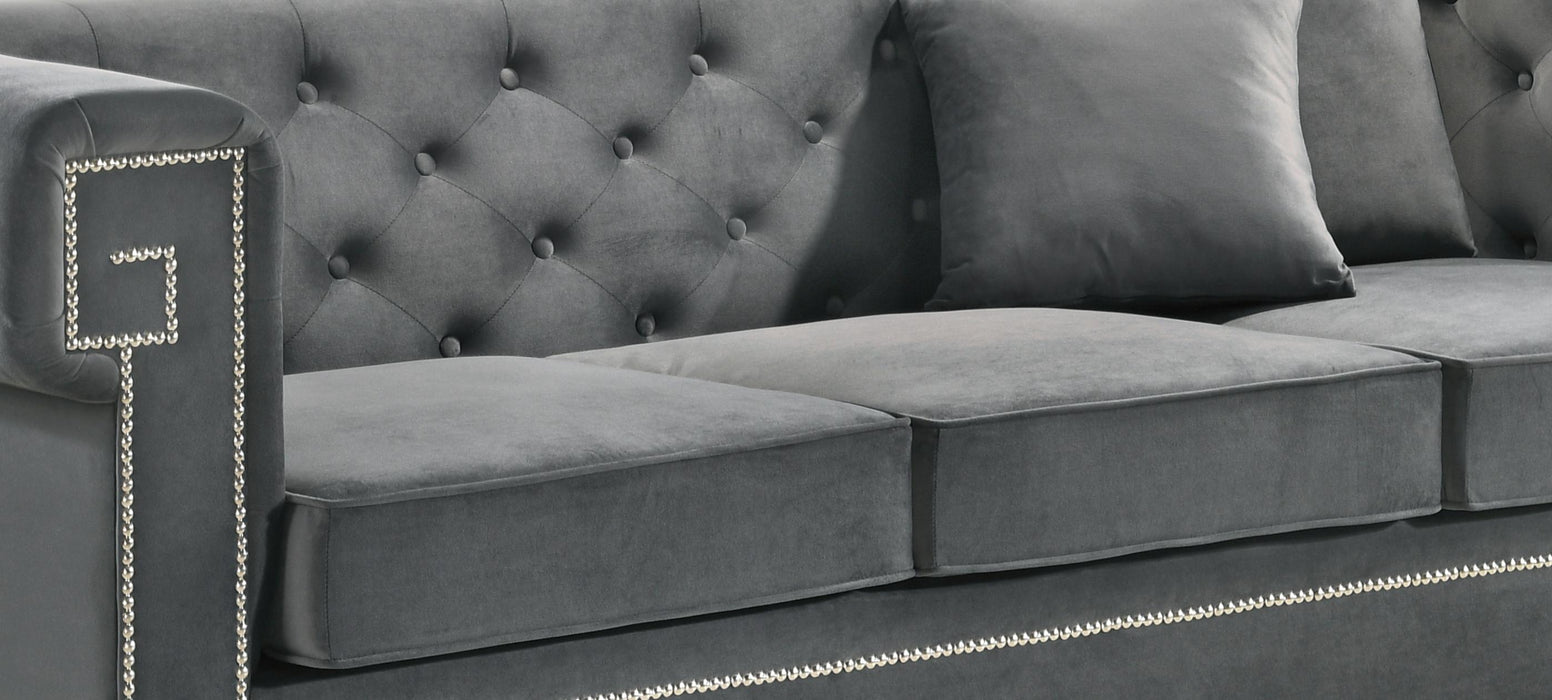 Clover Modern Style Gray Sofa with Steel Legs