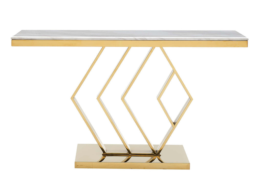 Gamila Modern Style Marble Console Table with Metal Base