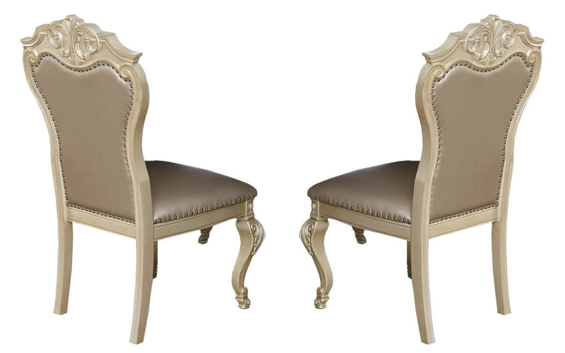 Miranda Transitional Style Dining Side Chair in Gold finish Wood