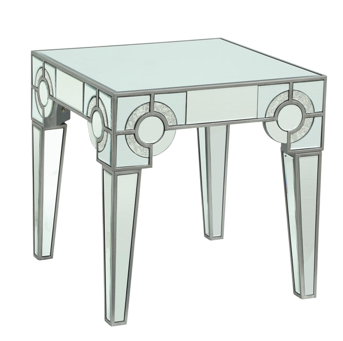 Zoe Modern Style Glass End Table with Silver fiinish