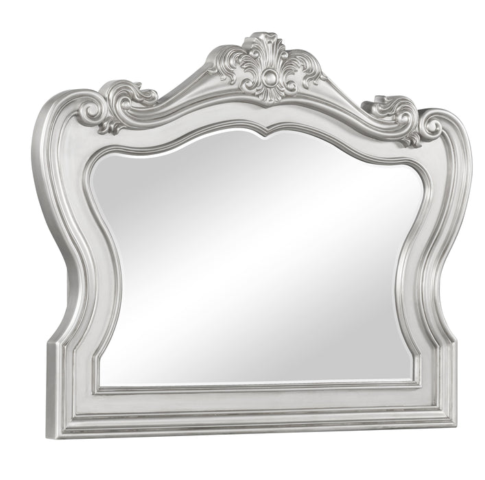 Adriana Transitional Style Mirror in Silver finish Wood