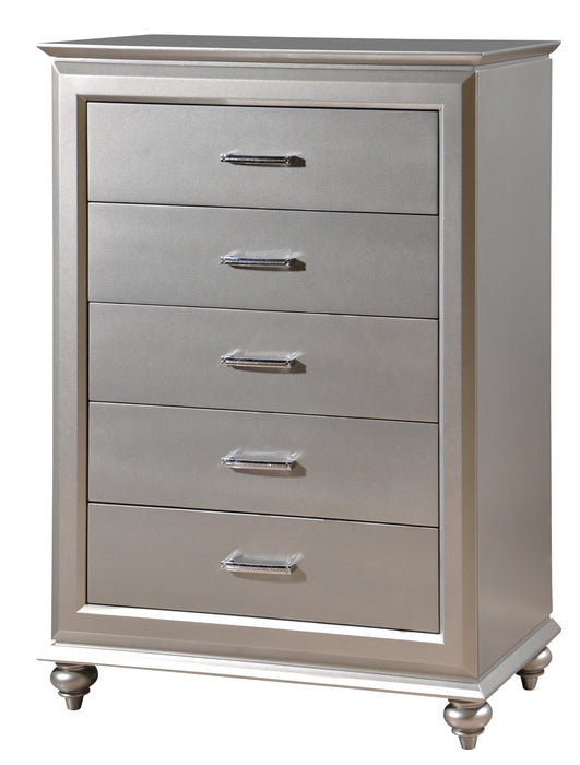 Alia Modern Style Chest in Silver finish Wood