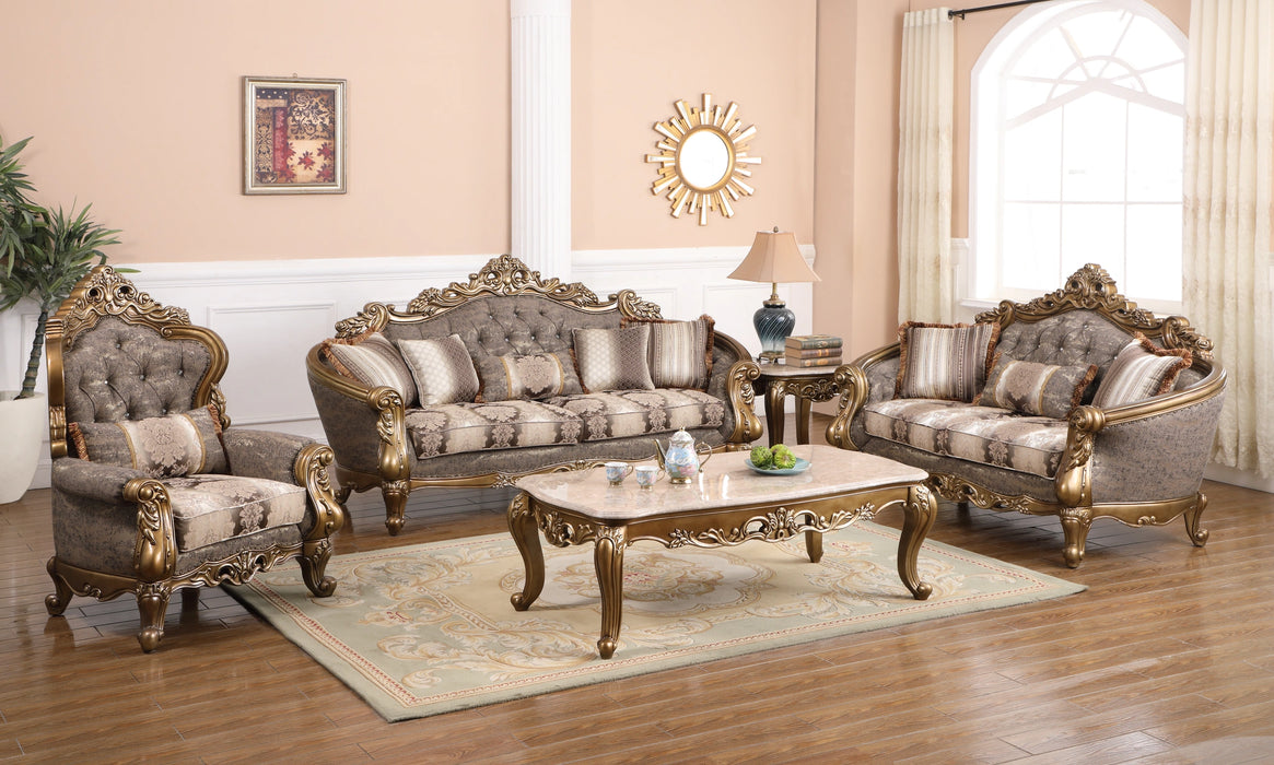Amelia Traditional Style Sofa in Bronze finish Wood