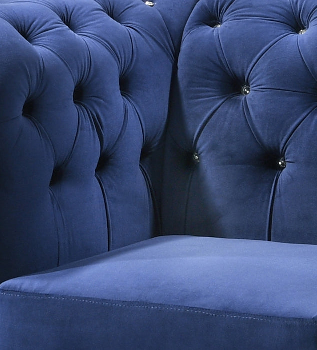 Maya Transitional Style Navy Chair with Espresso Legs
