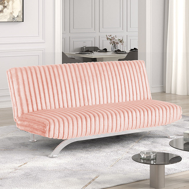 Villeneuve Futon Sofa Bed Black, Pink, & Grey